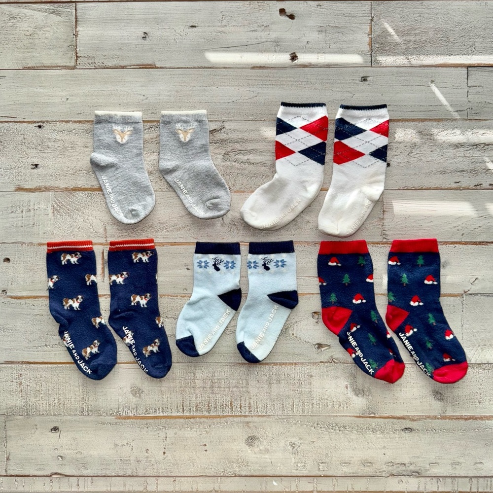 Janie and Jack Bundle Baby Socks 5 pairs 12-24 months vguc